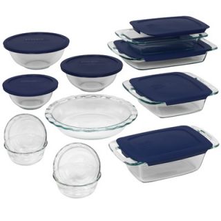 Pyrex Easy Grab 19 Piece Bakeware Set with Blue Plastic Cover