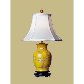 Oriental Furniture 21 Birds and Flowers Vase Lamp in Yellow