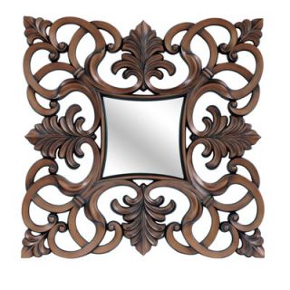 Crestview Beveled Square Scrolled Wall Mirror in Antique Gold