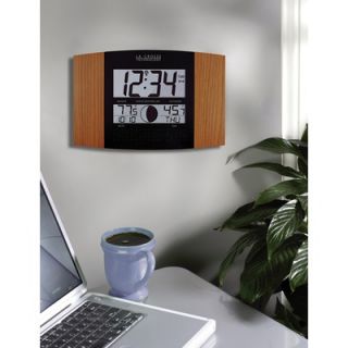 La Crosse Technology Oak & Black Atomic Wall Clock with Indoor/Outdoor