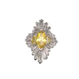 CZ Collections Citrine Rhodium Plated (.925) Sterling Silver Pendant