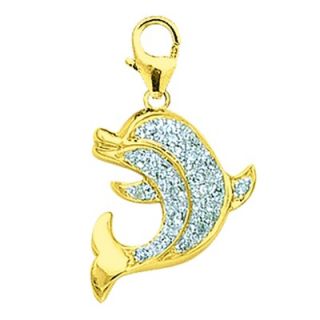 EZ Charms 14K 1.27 Grams Yellow Gold Diamond Dolphin Charm