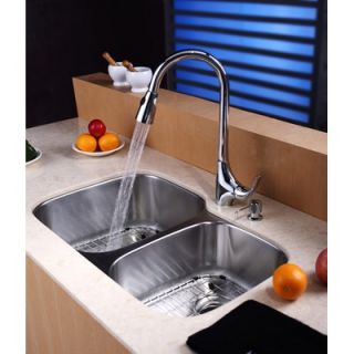 Kraus 32 Undermount 60/40 Double Bowl Kitchen Sink with 18.5 Faucet