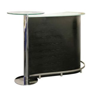Rush Furniture Americus Black & Marble Glass Top Bar