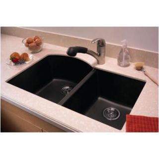 Swanstone Nero Granite Undermount Double Bowl Kitchen Sink