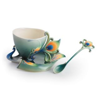 Franz Collection Peacock Splendor Porcelain Tea Cup Set   FZ01205