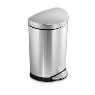 Semi Round Step Trash Can in Brushed Stainless Steel