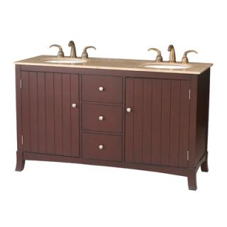  60 Double Bathroom Vanity in Cherry Red with Marble Top   GM 3320 60
