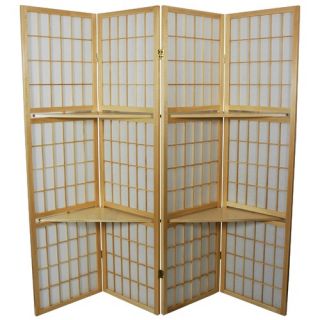 65 Window Pane Room Divider with Shelf in Rosewood