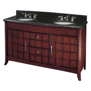 62 Double Bath Vanity with Black Marble Top in Cherry