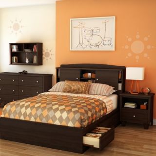 South Shore Clever Room Bookcase Headboard in Mocha   3579093