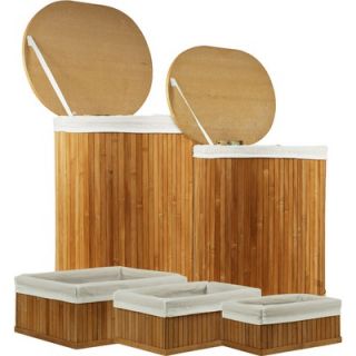 Trademark Global 5 Piece Bamboo Hampers and Baskets   82 7919
