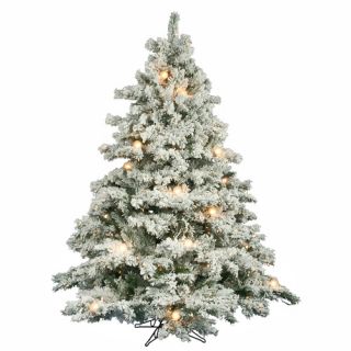 Flocked Alaskan 6.5 Artificial Christmas Tree with Clear G50 Lights