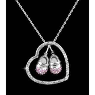 Heart n Sole 0.90 Carat Diamond and Pink Sapphire Necklace in 14k W
