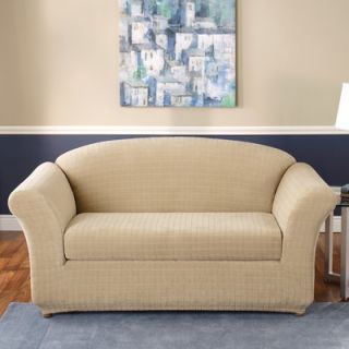 Sure Fit Stretch Squares 2 Piece Loveseat Slipcover in Linen (Box