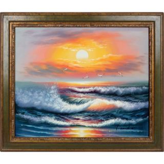 Ocean Hand Painted Oil Canvas Art with Frame