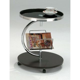Creative Images International Black Glass End Table With Magazine Rack