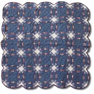 Patch Magic Blue Double Wedding Ring Throw Quilt