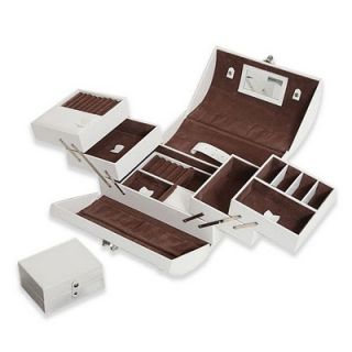 Morelle Expandable White Leather Jewelry Box With Takeaway Case