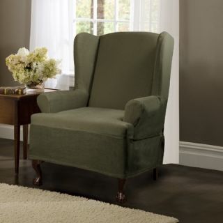 Maytex Carter Stretch Wing Chair Slipcover in Olive   4100205Oliv