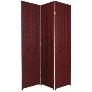 Oriental Furniture Tall Woven Fiber Room Divider in Red and Black