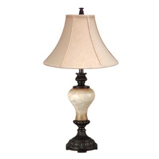 Cal Lighting Table Lamp in Antique Walnut and Ivory   BO 731TB