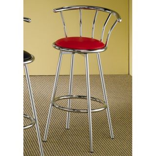 Wildon Home ® Blachy 29 Bar Stool with Back in Chrome and Red Seat