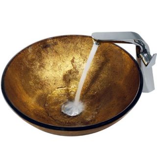 Vigo Liquid Gold Vessel Sink and Side Lever Faucet Set