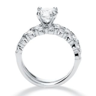 Palm Beach Jewelry Platinum/Silver Round Cubic Zirconia Wedding Ring