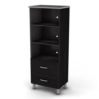 South Shore Cosmos Shelf Bookcase in Black Onyx & Charcoal