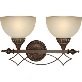 Forte Lighting Two Light Bath Vanity with Umber Shade in Black Cherry