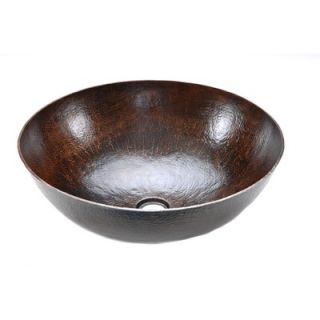Premier Copper Products Large Round Hammered Copper Vessel Sink in Oil