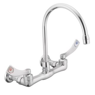Commercial Two Handle Wall Mount Kitchen Faucet with Spout