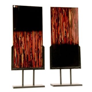 Ambiente Handmade Sculptural Panels with Iron Stands in Reddish Black