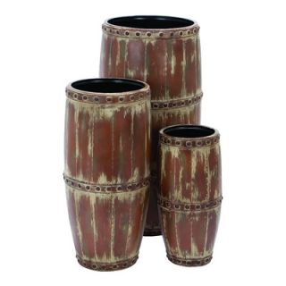 Woodland Imports Barrel Shaped Metal Vase (Set of 3)