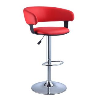 Powell Faux Leather Adjustable Height Bar Stool in Red   208 915