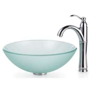 Kraus Frosted Glass Vessel Sink and Rivera Faucet   C GV 101FR 12mm