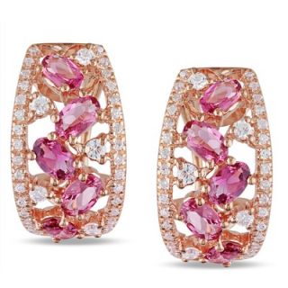Amour Pink Tourmaline and Cubic Zirconium Clip back Earrings