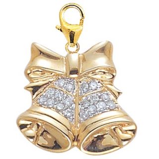 EZ Charms 14K Yellow Gold Diamond Bells Charm
