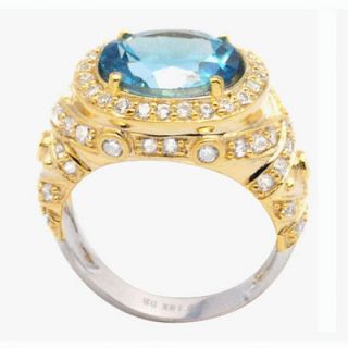 DeBuman 18K Gold and Sterling Silver Oval Swiss Topaz and Zircon Ring
