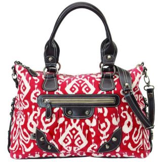 Ikat Pompeian Tapestry Slouch Tote Diaper Bag in Red