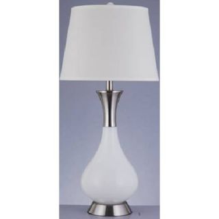 Lite Source Table Lamp with White Glass in Polished Steel