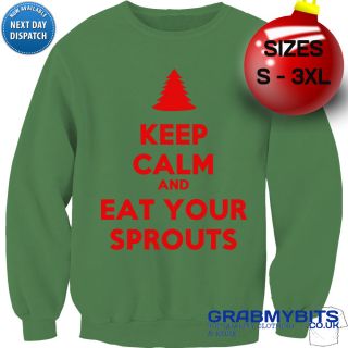  Sweatshirt Keep Calm Eat Your Sprouts Custom Printed Xmas