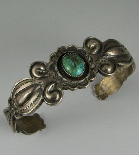 Vintage Navajo Harry Morgan Silver Bracelet w Turquoise