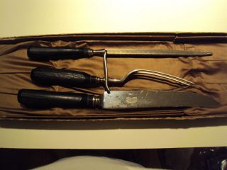  Carving Set in original box Lamson and Goodnow Stag handle 