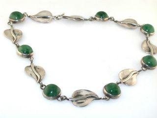 Vintage Mexican Bernice Goodspeed Green Stone Floral Sterling Silver