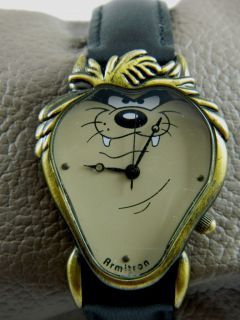 TAZMANIAN DEVIL FACE WATCH/UNISEX /LEATHER BAND/WARNER BROTHERS/ARMIT