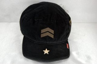 Kurtz Fritz AK002 Cadet Military Hat Cap Black Distressed Mens M