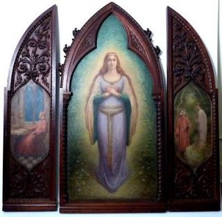 Antique Triptych Religious L. Stefarrelli Italian Painting