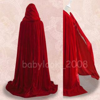 New stock  Velvet Hooded Cloak Coat Cape Shawl Halloween Wedding Free